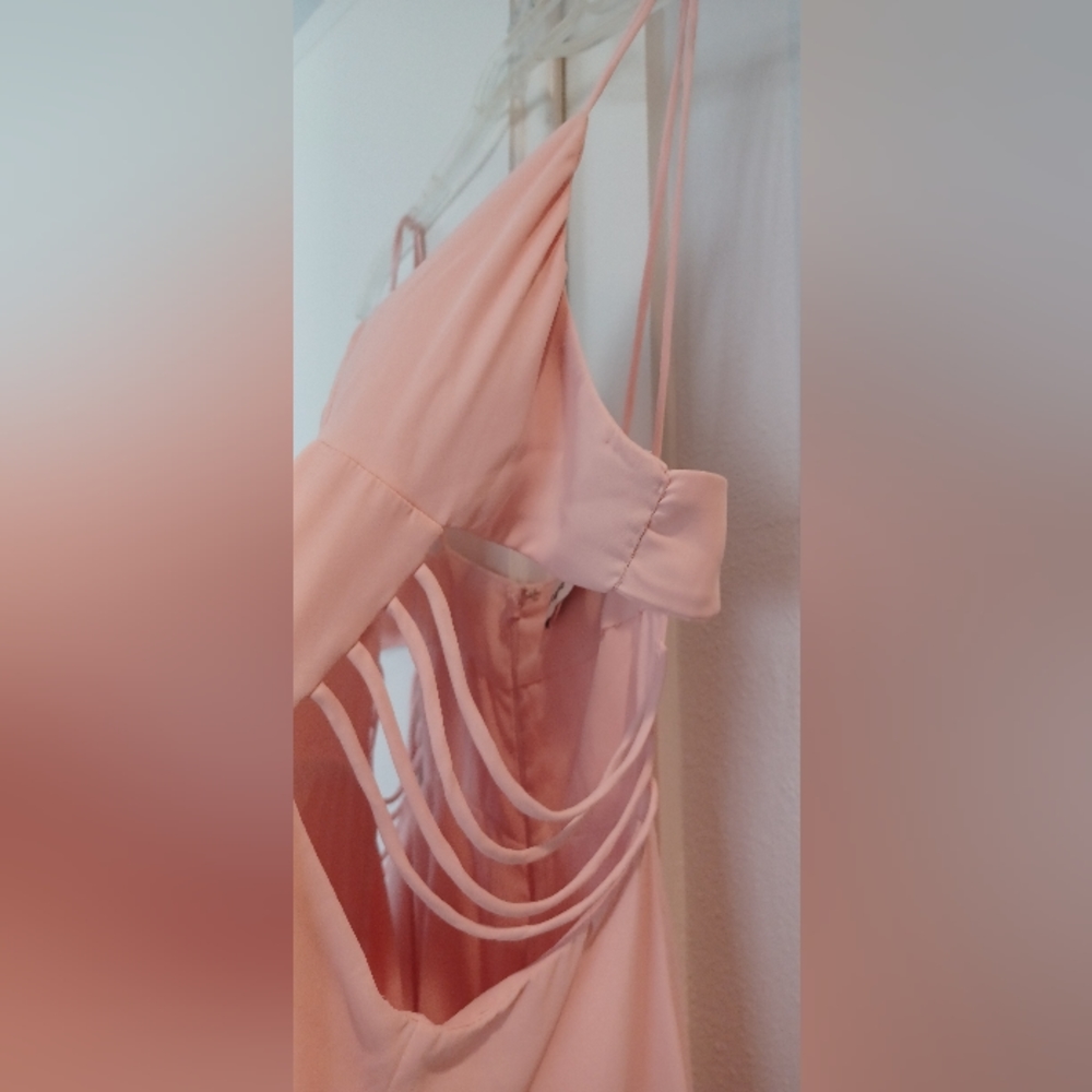 Fame & Partners x Free People 12 Megan Side Cutout Maxi Dress Gown Blush Pink - Picture 9 of 16